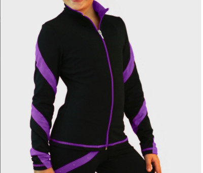 Chloe Noel Spiral Figure Skating Jacket, Size Adult Small, Black/Purple J36