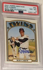 2021 Topps Heritage PSA 8 Rod Carew REAL ONE Autograph Twins AUTO #ROA-RC