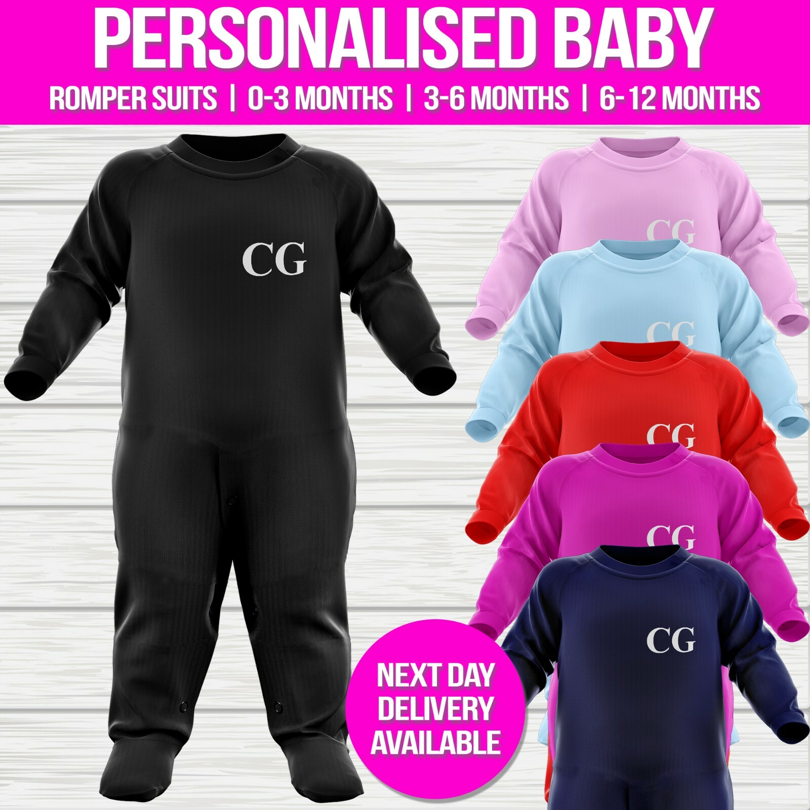 personalised baby grow next day delivery
