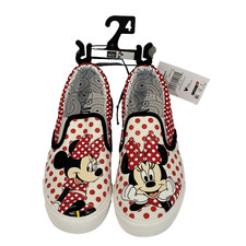 Minnie Mouse Slip On Low Top Sneakers Girls 4 Shoes Dots Red White Black NEW