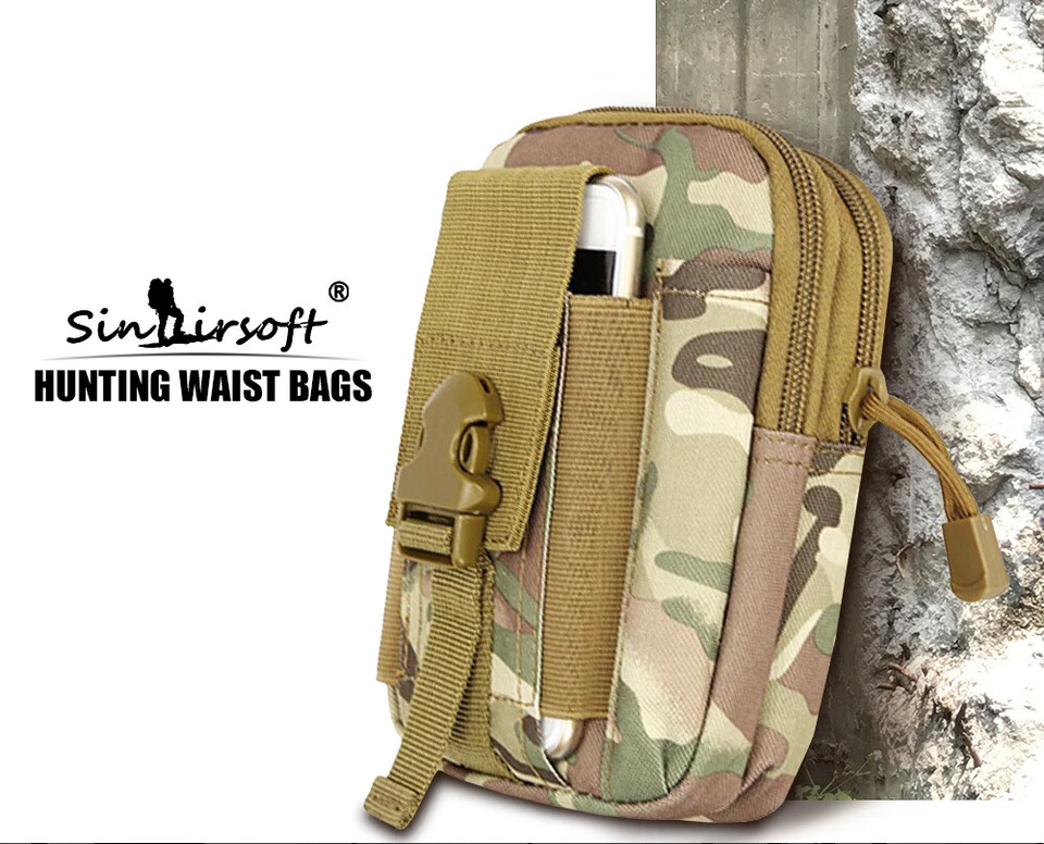 Men Women Military Tactical Camo Phone Molle Pouch Belt Waist Fanny Pack Bag - Image 3 of 4