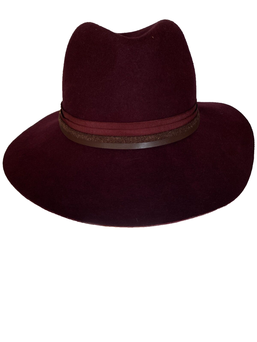Burgundy Fedora with Brown Band The Rebel | Burgundy Fur Felt Fedora with Leather Belt  main image 4