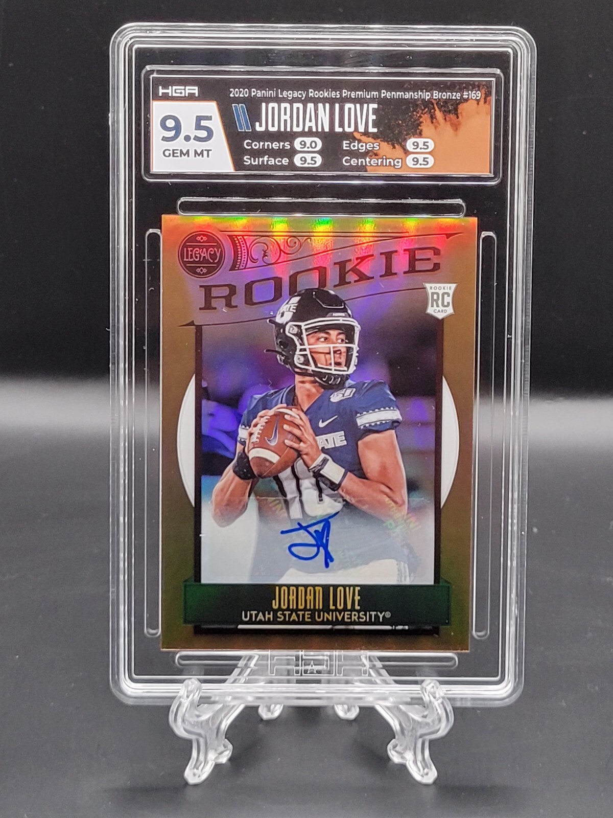 2020 Panini Legacy Jordan Love Rookie Penmanship Bronze Auto /100 HGA 9.5/10