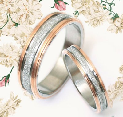 Rose Gold Titanium Ring Set Groom Bride Engagement Wedding Couple Pair