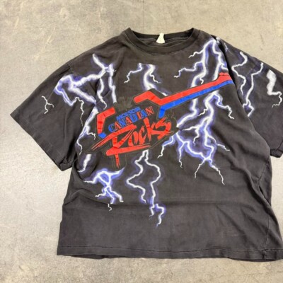 韓国発【JUSTYOUNG】LM Vintage Washing Collar Tee/4color Vintage 90s Molson Canadian Rocks Thunder Lighting T Shirt