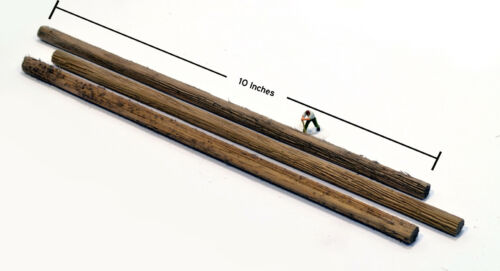 10" x 5/16" LOGS, Dozen, REAL WOOD, Dyed&BarkDetailed, HO / N /O/S, COMBineSHIP - Picture 2 of 12