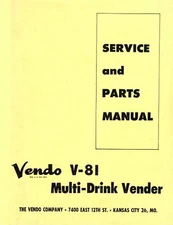 Vendo V-81 Multi Drink Service and Parts Manual 29 pages- You Select Option