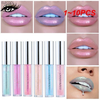 1~10PCS Colors Laser Holographic Lip Gloss Liquid Lipstick Mermaid Pigment Longl