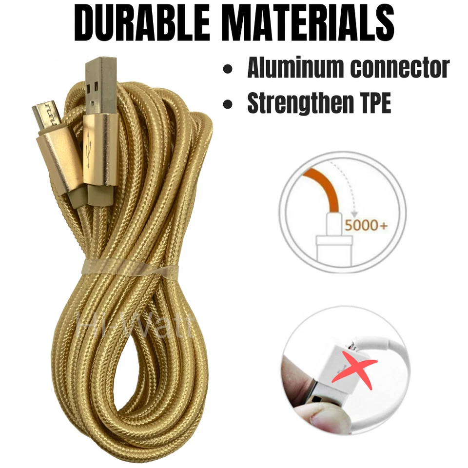 3 Pack 10FT Micro USB Cable Fast Charger Data Cord For Samsung Android LG Phone - Image 2 of 4