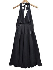 Jones New York Midi Dress Women 10 Black Fit & Flare Halter Cocktail Party Event