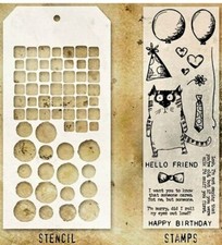 Stampers Anonymous Tim Holtz CAT PARTY Stamp  Tiles  Splotches Stencil set