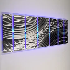 Color Changing LED Modern Abstract Metal Wall Art Sculpture Painting Decor RGB