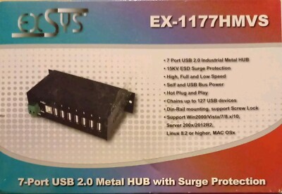 Exsys USB 2.0 HUB 7-Port - 480 Mbit/s - Schwarz (EX-1177HMVS) (E)