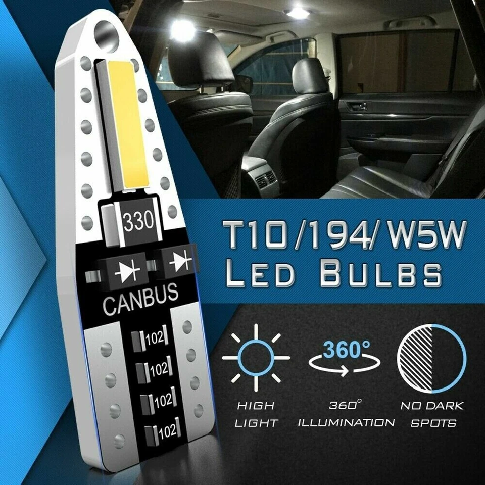 2 Lampade Lampadine LED T10 12V IP65 300lm NO ERRORE BIANCO Posizione Targa W5W - Immagine 2 di 4