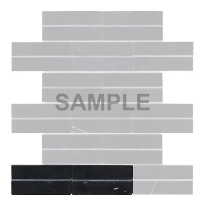 Marquina Black Marble Stone Silver Metal Inlay Brick Joint Kitchen Backsplash