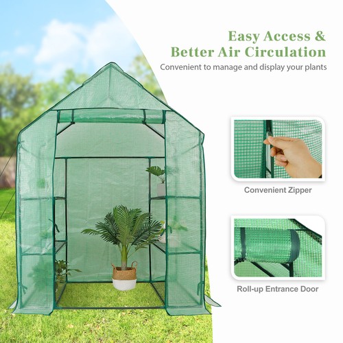 Portable Mini 6 Shelves Walk In Greenhouse Outdoor 3 Tier Green House - Picture 4 of 15