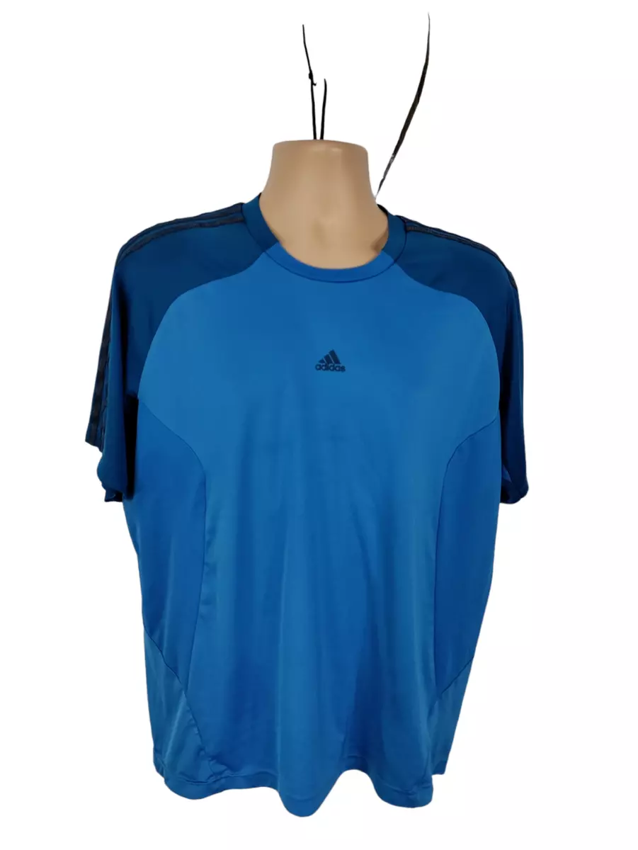 MENS ADIDAS SIZE LARGE BLUE CLIMACOOL SHORT SLEEVED SPORTS SHIRT