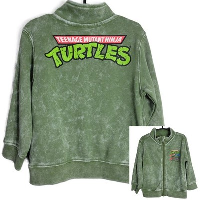 Nickelodeon Boys 2T Teenage Mutant Ninja Turtles Green Acid Wash Zip Jacket