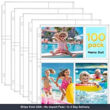 Fabmaker 100 Pack 4x6 Photo Sleeves for 3 Ring Binder - 600 Photos, Clear Album