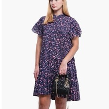Isabel Marant Etoile 42 US 10 Tiered Mini Dress Floral Ruffles Flutter Sleeves