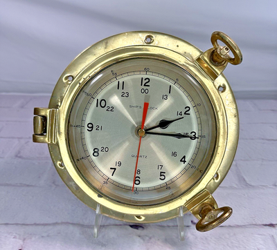 Vintage Maritime Nautical Brass Ships Porthole Quartz Ship's Clock