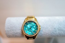Fossil Women ES3385 Pave Fashion Day Date Gold Tone Quartz 37mm Watch 6 1/2"