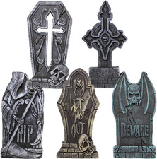 17  Halloween Decorations Outdoor Tombstones, 5 Pack Halloween Foam Graveyard He