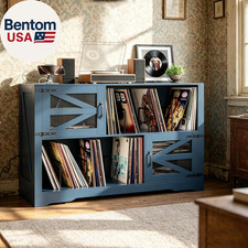47 Inch Large Record Player Stand with Vinyl Storage, 500 Vinyl Record Storage