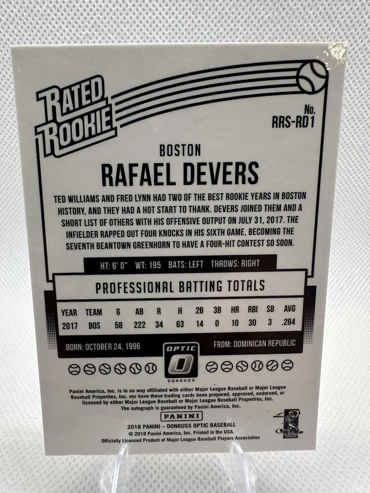 2018 Panini Donruss Optic - Rated Rookie Signatures Rafael Devers #RRS-RD1 - Image 2 of 2