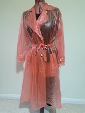 Pink Pvc Raincoat With Cape, Belt And Cuffed Wrists