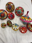 Vintage Ohio Art Tin Spinning Top Toy-litho Metal Hand Crank. Lot Of 10