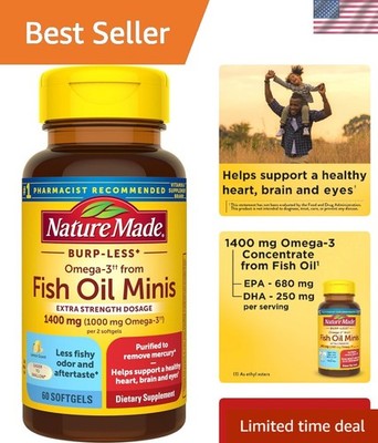 Easier to Swallow Omega-3 Fish Oil 1400 mg Minis - Heart & Eye Health Support