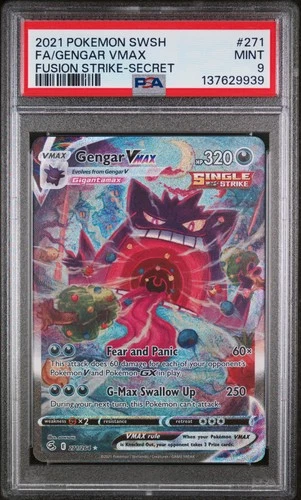 2021 POKEMON SWORD & SHIELD FUSION STRIKE SECRET #271 FULL ART/GENGAR VMAX PSA 9
