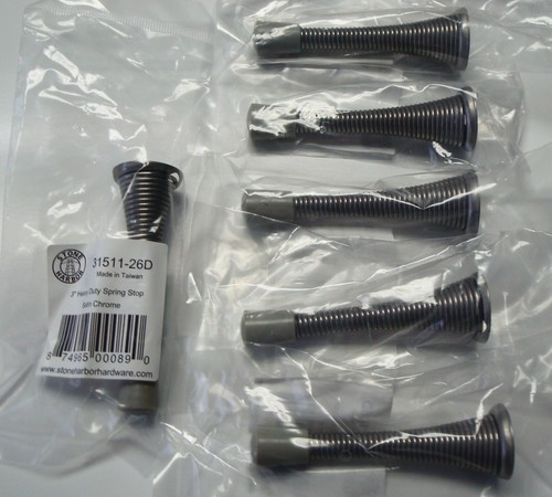 Heavy-Duty Solid Door Stop, 3" Satin Chrome by Stone Harbor Hardware 6 (Six) Pcs - Picture 2 of 4