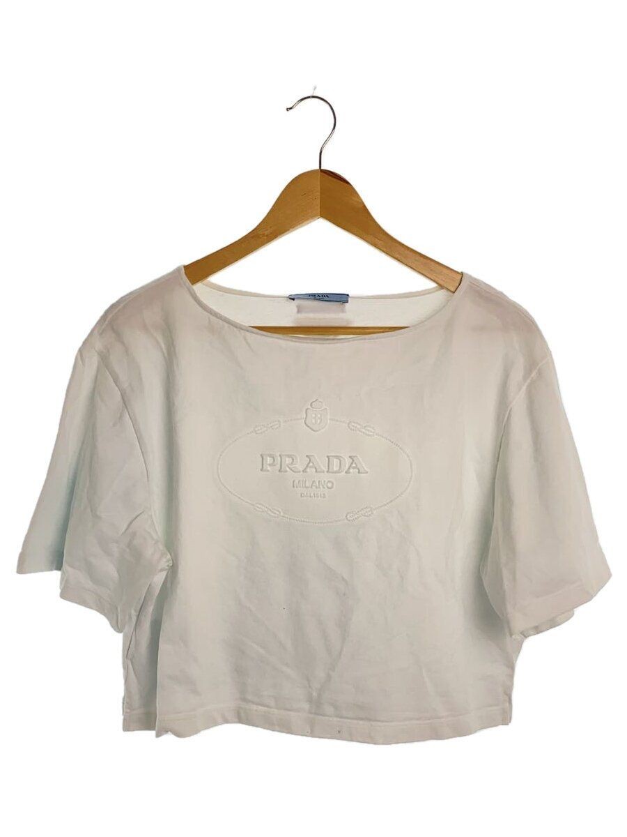 PRADA◆24SS/Embossed Logo S/S Tee/エンボスロゴTシャツ/S/コットン/WHT/3546B Prada logo-embossed Cotton T-shirt | White | FARFETCH