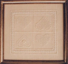 Petite Hearts Sampler Cross Stitch Multi-fiber Needlepoint 6in JBW Designs 1987