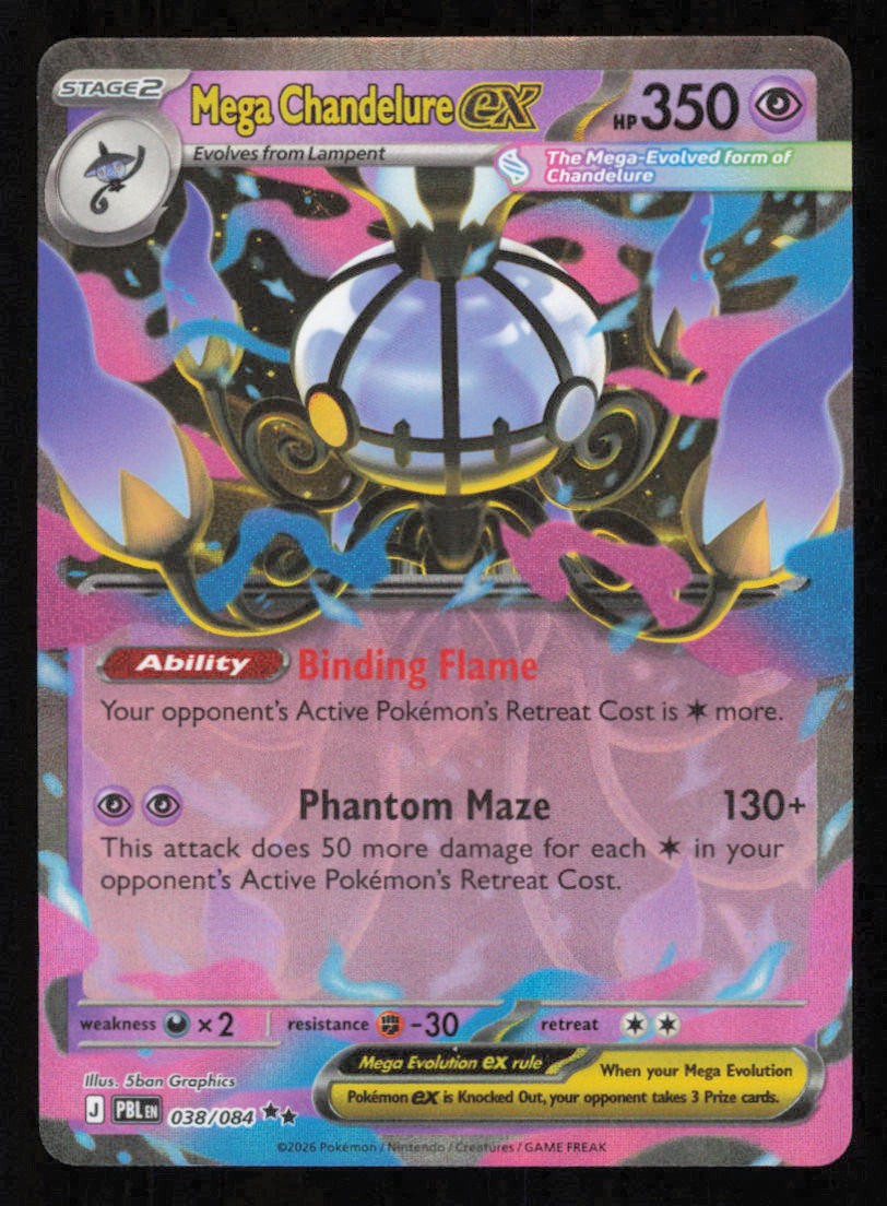 Mega Chandelure ex 038/084 Double Rare Pitch Black Pokemon Holo Near Mint