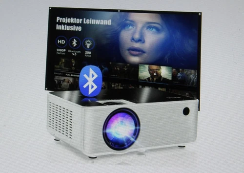 Bigasuo ‎B-506B Home Theater Cinema Projector 1080P Full HD 8500 lum Bluetooth