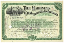 Mahoning Coal Rail Road Company. Stock Certificate. 1897