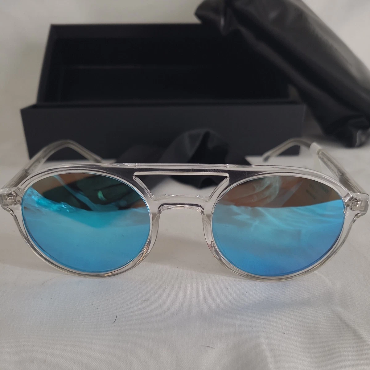 NWT Carolina Lemke Tortoiseshell Aviator Sunglasses Light Blue Lenses OS Carolina Lemke Hand Made Sunglasses – HelloVintageLife main image 3