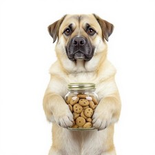 Aufkleber / Sticker / Decal  - Hund Kangal mit Keksdose in den Pfoten