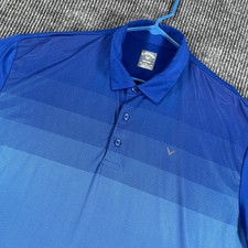 Callaway Polo Shirt Mens XL Extra Large Blue Short Sleeve Striped Casual Golf