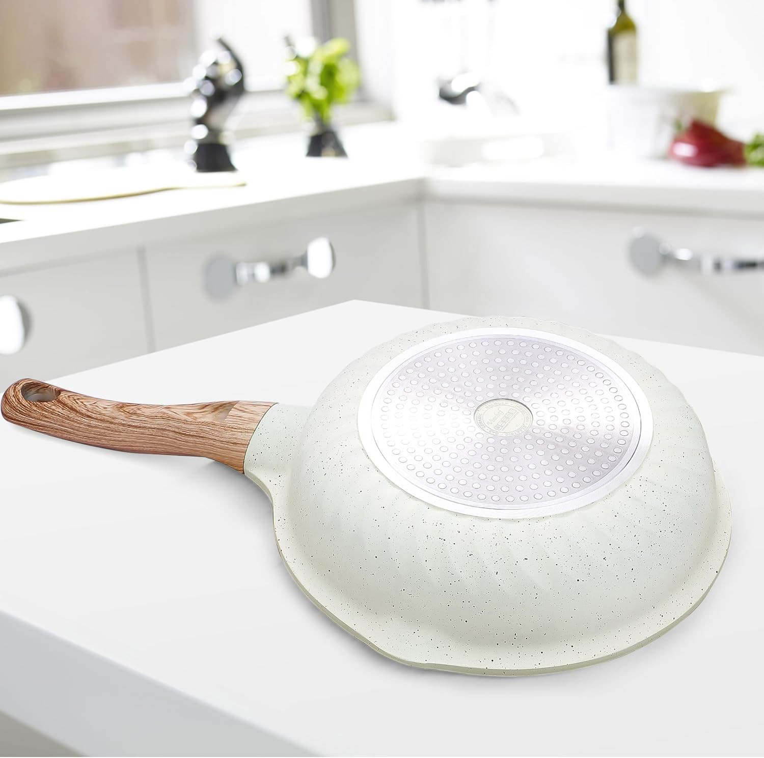 Nonstick Deep Frying Pan, Saute Pan with Lid, 11"/5Qt, German 3C+ Ceramic Coatin