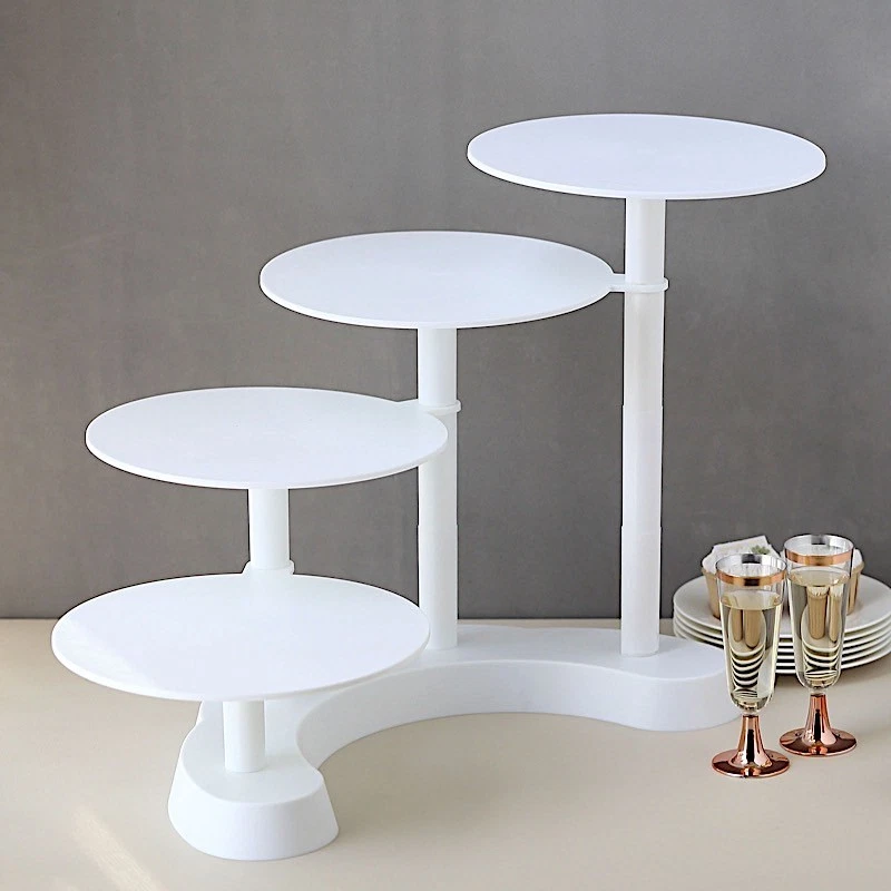 17" White 4 Tier Plastic Cake Stand Pillar Design Cupcake Holder Party Supplies - Image 3 of 4
