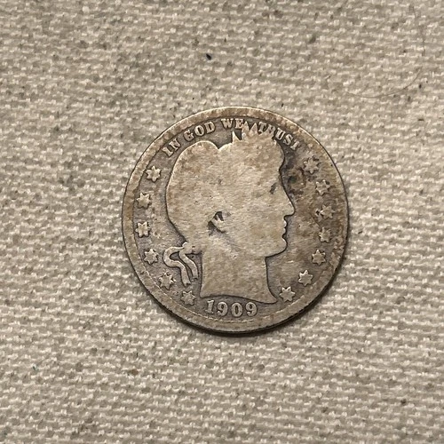1909-O BARBER SILVER QUARTER **NICE CIRCULATED GOOD** SHIPS FREE!!