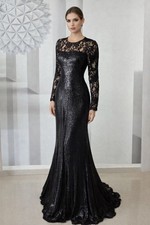 black sequin and lace evening dresses