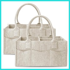 2 Pack Diaper Caddy Organizer - Portable Baby Caddy Organizer with Handle, Nu...
