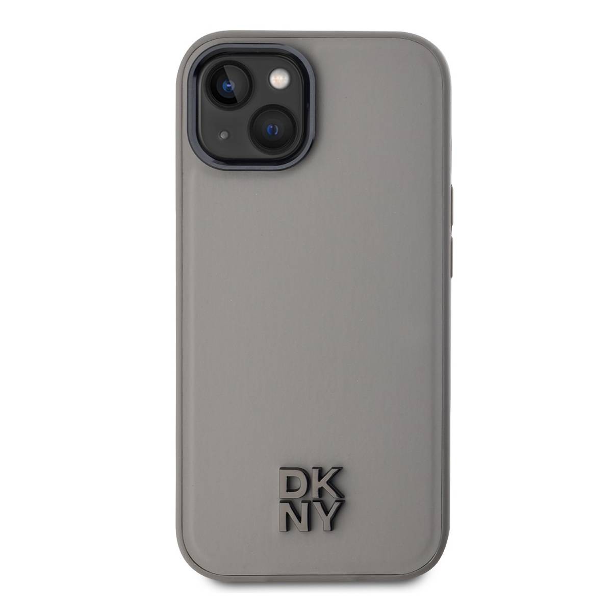 Coque iPhone 15 DKNY gris clair idéale pour le bureau et les sorties en ville