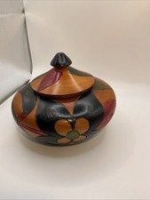Vintage Wooden Handcarved Round Bowl With Lid