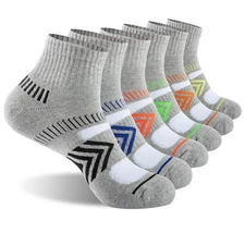 Mens Cushioned Ankle Socks, Cotton Athletic Performance Quarter Socks